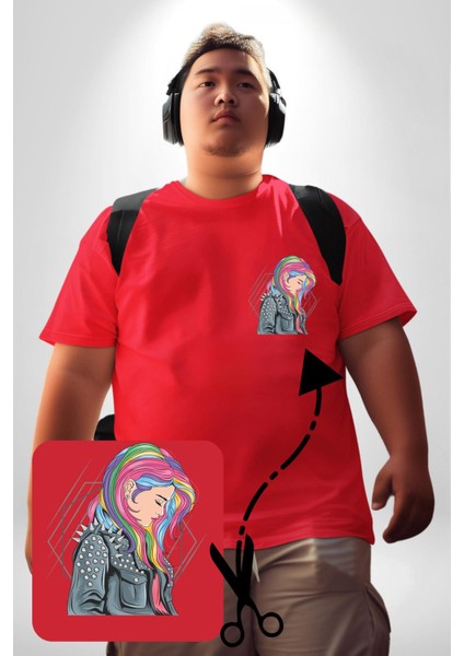 Metal Müzik Çeket Kırmızı Büyük Beden Kadın Basic Minimal Baskılı Tişört fırsatları