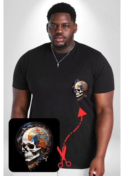 Kuru Kafa Kristal Siyah Büyük Beden Kadın Basic Minimal Baskılı Tişört fiyatları