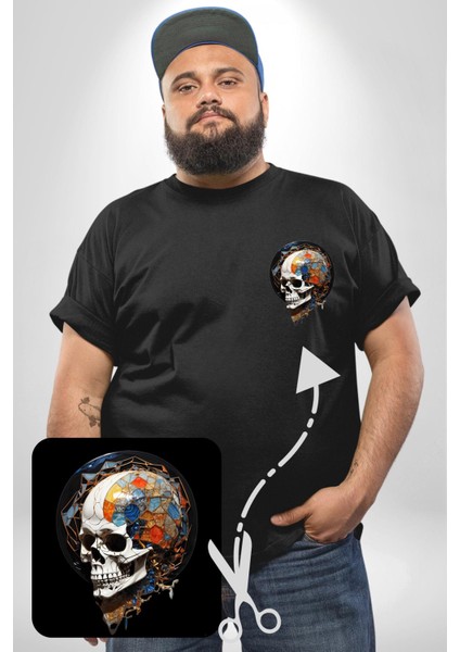 Kuru Kafa Kristal Siyah Büyük Beden Kadın Basic Minimal Baskılı Tişört fırsatları