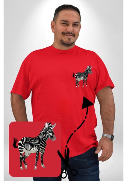 Zürafa Kırmızı Büyük Beden Kadın Basic Minimal Baskılı Tişört fiyatları