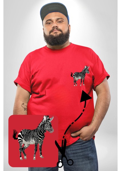 Zürafa Kırmızı Büyük Beden Kadın Basic Minimal Baskılı Tişört modelleri