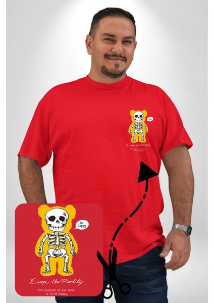 Mutlu Ol Kırmızı Büyük Beden Kadın Basic Minimal Baskılı Tişört fırsatları