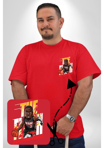 Dwyane Wade Miami Basketbol Kırmızı Büyük Beden Kadın Basic Minimal Baskılı Tişört
