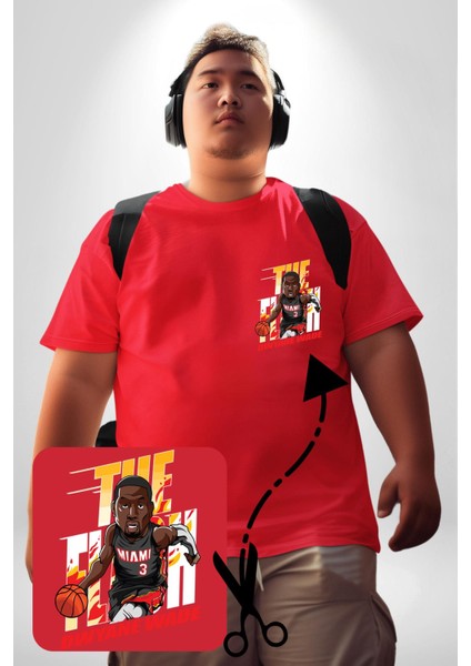 Dwyane Wade Miami Basketbol Kırmızı Büyük Beden Kadın Basic Minimal Baskılı Tişört fırsatları