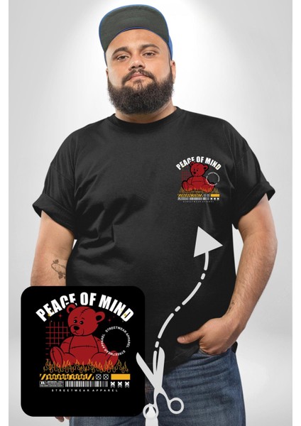 Iç Huzur Siyah Büyük Beden Kadın Basic Minimal Baskılı Tişört