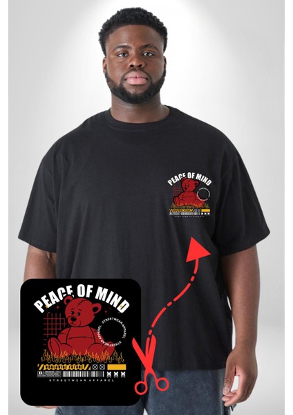 Iç Huzur Siyah Büyük Beden Kadın Basic Minimal Baskılı Tişört modelleri