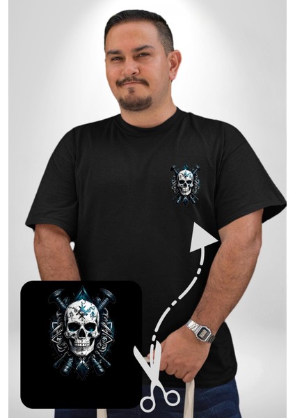 Kuru Kafa Yapay Zeka Tasarım Siyah Büyük Beden Kadın Basic Minimal Baskılı Tişört modelleri