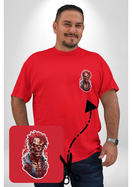 Zombi Kırmızı The Walking Dead Kırmızı Büyük Beden Kadın Basic Minimal Baskılı Tişört fiyatları