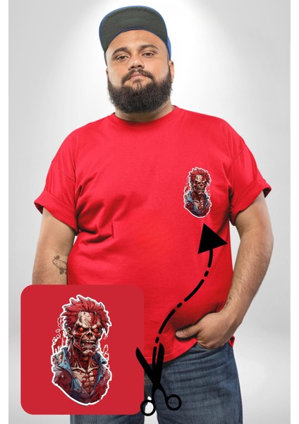 Zombi Kırmızı The Walking Dead Kırmızı Büyük Beden Kadın Basic Minimal Baskılı Tişört modelleri
