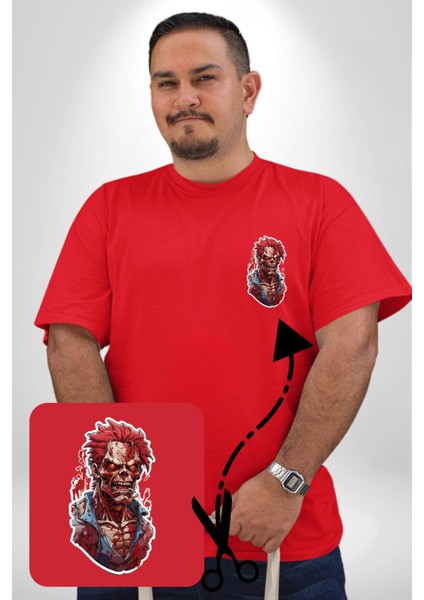 Zombi Kırmızı The Walking Dead Kırmızı Büyük Beden Kadın Basic Minimal Baskılı Tişört fırsatları