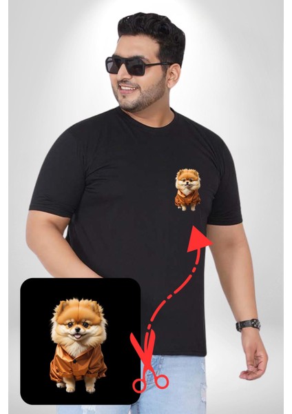 Teacup Pomernian Çeket Siyah Büyük Beden Kadın Basic Minimal Baskılı Tişört fırsatları