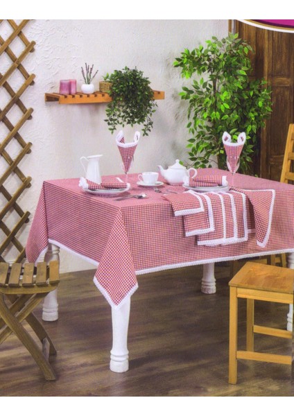Güpürlü Masa Örtüsü 170 CMX170 cm ve 12 Adet Peçete Takımı