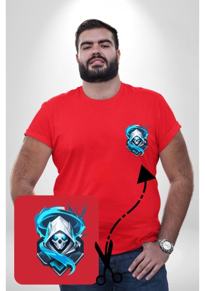 Buzların Efendisi Kurukafa Kırmızı Büyük Beden Kadın Basic Minimal Baskılı Tişört modelleri