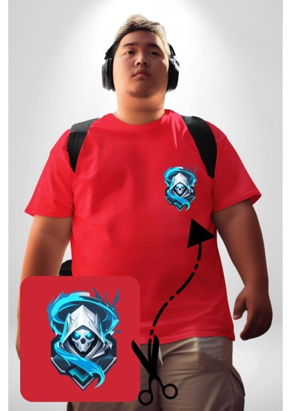 Buzların Efendisi Kurukafa Kırmızı Büyük Beden Kadın Basic Minimal Baskılı Tişört fırsatları