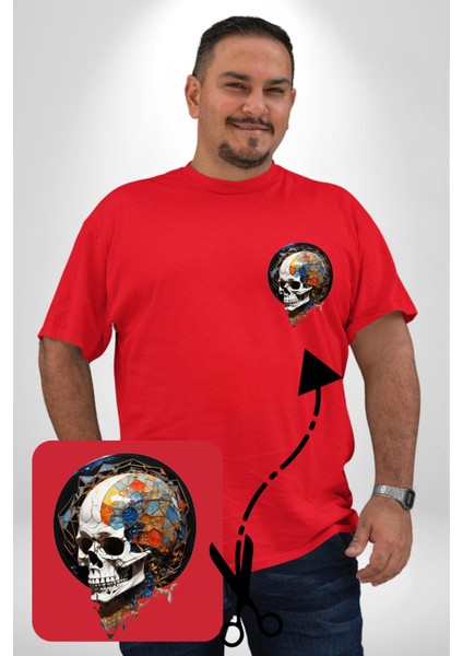 Kuru Kafa Kristal Kırmızı Büyük Beden Kadın Basic Minimal Baskılı Tişört fiyatları