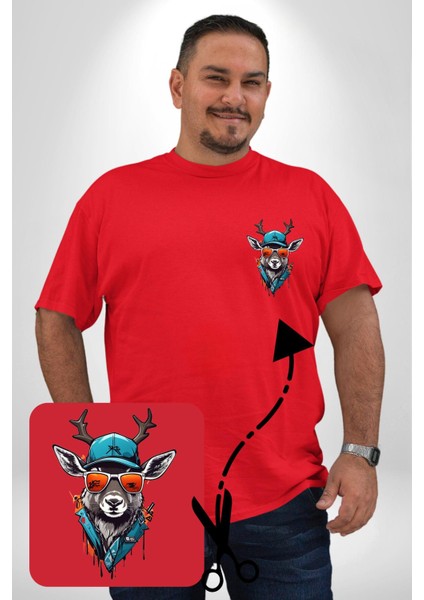 Güneş Gözlüğü Savaşcı Geyik Kırmızı Büyük Beden Kadın Basic Minimal Baskılı Tişört fiyatları
