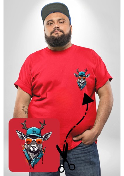 Güneş Gözlüğü Savaşcı Geyik Kırmızı Büyük Beden Kadın Basic Minimal Baskılı Tişört modelleri