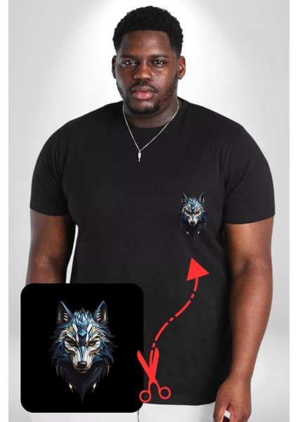 Mavi Kurt Robot Siyah Büyük Beden Kadın Basic Minimal Baskılı Tişört fiyatları