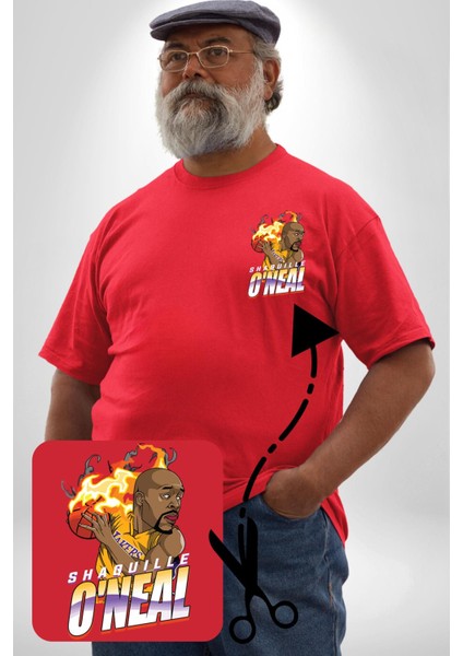Basketbol Shaquille Oneal Star Ateş Topu Kırmızı Büyük Beden Kadın Basic Minimal Baskılı Tişört
