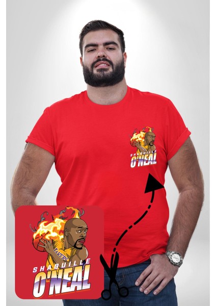 Basketbol Shaquille Oneal Star Ateş Topu Kırmızı Büyük Beden Kadın Basic Minimal Baskılı Tişört fiyatları