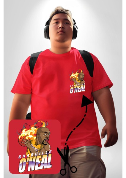 Basketbol Shaquille Oneal Star Ateş Topu Kırmızı Büyük Beden Kadın Basic Minimal Baskılı Tişört modelleri