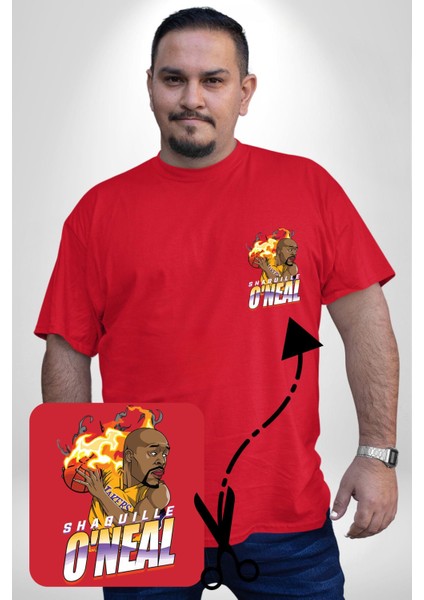 Basketbol Shaquille Oneal Star Ateş Topu Kırmızı Büyük Beden Kadın Basic Minimal Baskılı Tişört fırsatları