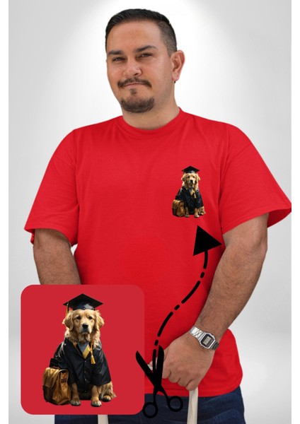 Okula Giden Öğrenci Golden Kırmızı Büyük Beden Kadın Basic Minimal Baskılı Tişört