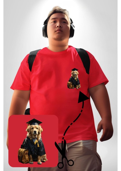 Okula Giden Öğrenci Golden Kırmızı Büyük Beden Kadın Basic Minimal Baskılı Tişört fırsatları