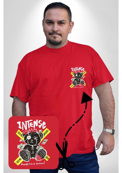 Geçilmez Bölge Kırmızı Büyük Beden Kadın Basic Minimal Baskılı Tişört