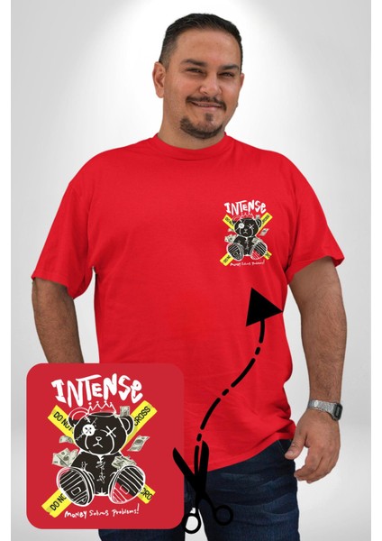 Geçilmez Bölge Kırmızı Büyük Beden Kadın Basic Minimal Baskılı Tişört fiyatları