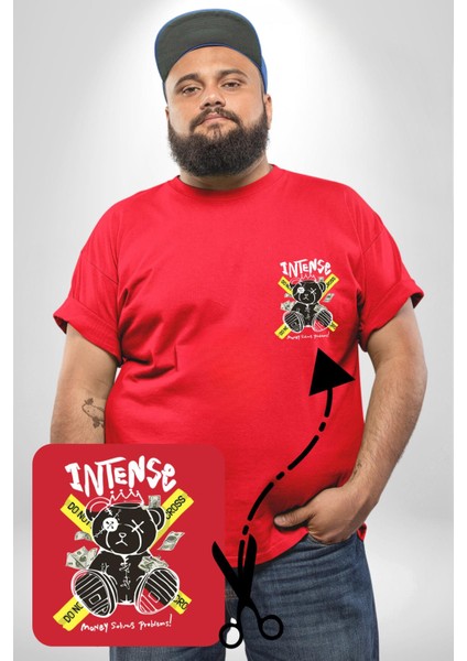 Geçilmez Bölge Kırmızı Büyük Beden Kadın Basic Minimal Baskılı Tişört modelleri