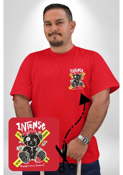 Geçilmez Bölge Kırmızı Büyük Beden Kadın Basic Minimal Baskılı Tişört fırsatları