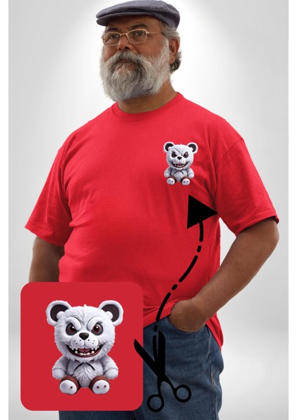 Freddy Korkunç Ayı Kırmızı Büyük Beden Kadın Basic Minimal Baskılı Tişört fiyatları