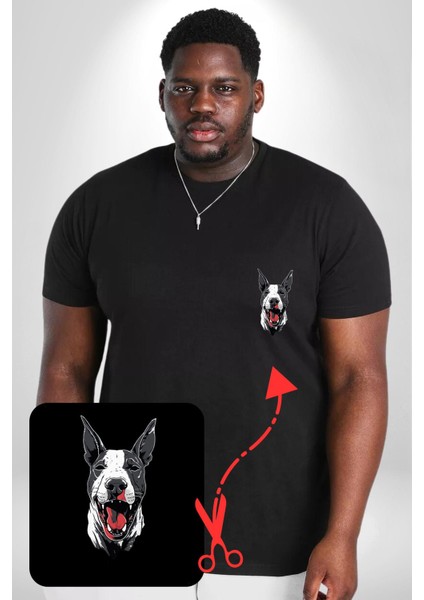 Doberman Kırmızı Dil Siyah Dik Kulak Siyah Büyük Beden Kadın Basic Minimal Baskılı Tişört fiyatları