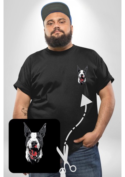 Doberman Kırmızı Dil Siyah Dik Kulak Siyah Büyük Beden Kadın Basic Minimal Baskılı Tişört fırsatları