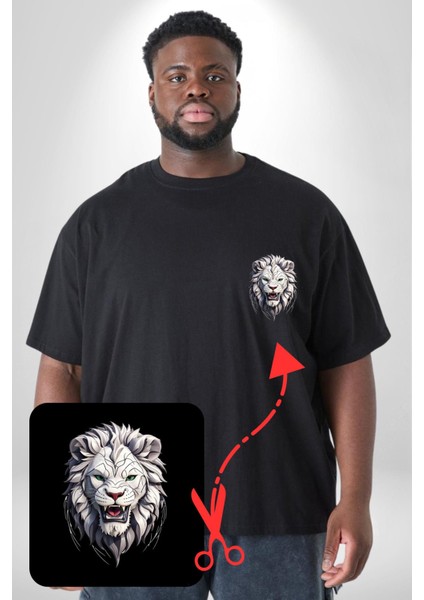 Beyaz Kaplan Kükreme Siyah Büyük Beden Kadın Basic Minimal Baskılı Tişört fırsatları