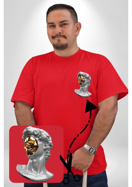 Modern Sanat Apollo Kırmızı Büyük Beden Kadın Basic Minimal Baskılı Tişört fırsatları