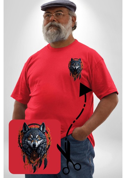 Beyaz Kurt Rüya Kapanı Kırmızı Büyük Beden Kadın Basic Minimal Baskılı Tişört modelleri