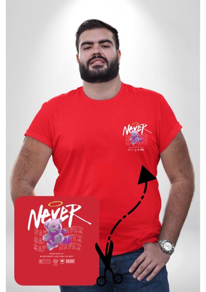 Asla Asla Deme Kırmızı Büyük Beden Kadın Basic Minimal Baskılı Tişört fiyatları