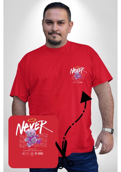 Asla Asla Deme Kırmızı Büyük Beden Kadın Basic Minimal Baskılı Tişört fırsatları