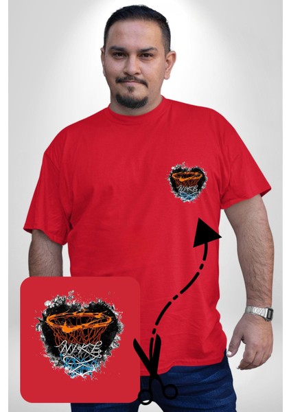 Basketbol Potası Bulutlu Kırmızı Kırmızı Büyük Beden Kadın Basic Minimal Baskılı Tişört fırsatları