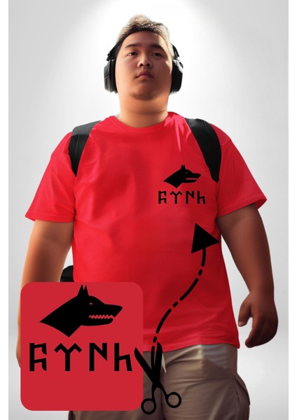 Türk Yazısı Kırmızı Büyük Beden Kadın Basic Minimal Baskılı Tişört fiyatları