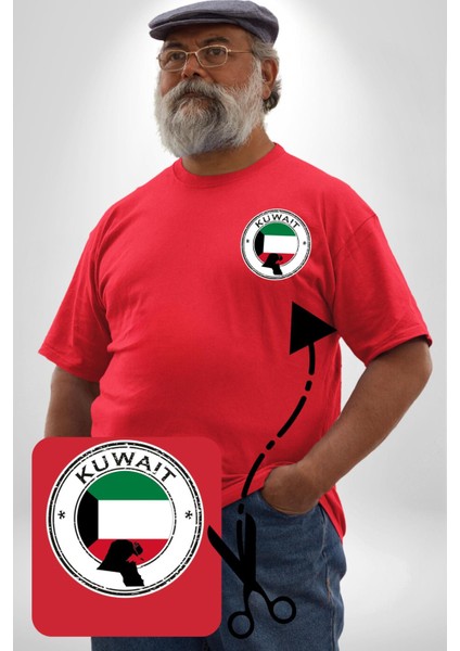 Kuveyt Bayrağı Kırmızı Büyük Beden Kadın Basic Minimal Baskılı Tişört fiyatları