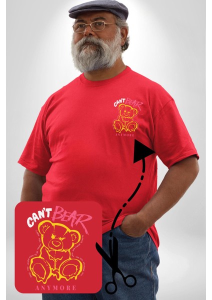 Daha Fazla Dayanamıyorum Teddy Kırmızı Büyük Beden Kadın Basic Minimal Baskılı Tişört modelleri