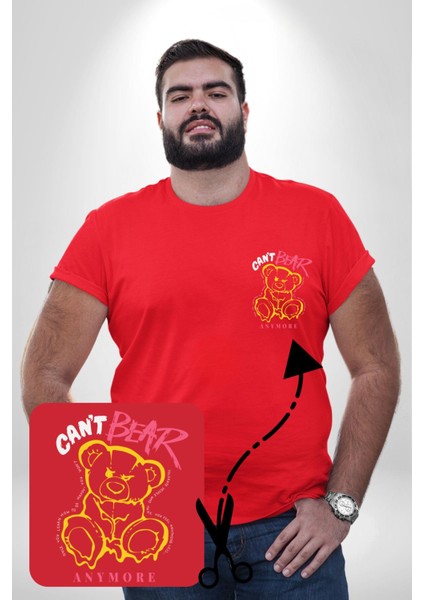 Daha Fazla Dayanamıyorum Teddy Kırmızı Büyük Beden Kadın Basic Minimal Baskılı Tişört fırsatları