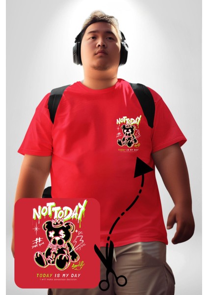 Bugün Değil Kırmızı Büyük Beden Kadın Basic Minimal Baskılı Tişört fiyatları