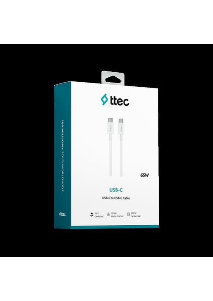 Ttec 2DK45B Usb-C - Usb-C 200CM 65W Pd/q C Hızlı Şarj/data Kablosu