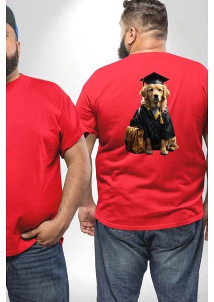 Okula Giden Öğrenci Golden Büyük Beden Kırmızı Tişört Kadın Erkek Ünisex Sırt Baskılı fiyatları