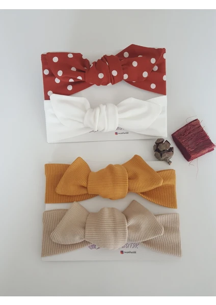 Swan Butik Kız Çocuk Bebek Bandana Toka Seti 4lü  Somon Lila Sarı