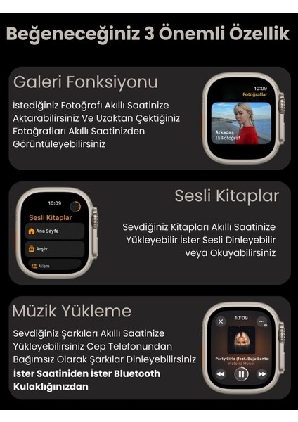 Watch 9 HK9 Promax 49mm Akıllı Saat 2 GB Hafıza Sesli Görüşmeli Canlı Kamera Spor İphone Huawei Uyumlu